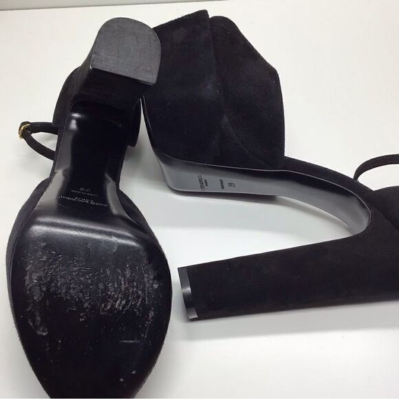 Saint Laurent Jodie Black Suede Platform Heels with Ankle Strap | Size EU 39 - Picture 5 of 16